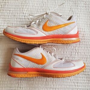 Nike White & Orange Non-Marking Sole Court Shoes - Size 6